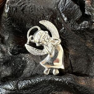 Vintage Sterling Silver Charm Angel Cherub Halo Praying Hands Wings Cute Faith